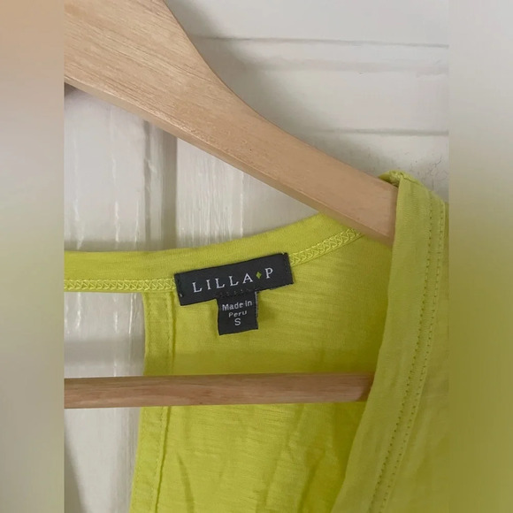 Lilla P tank top tissue cotton in bright neon yellow/green with back cut out. - Picture 4 of 4